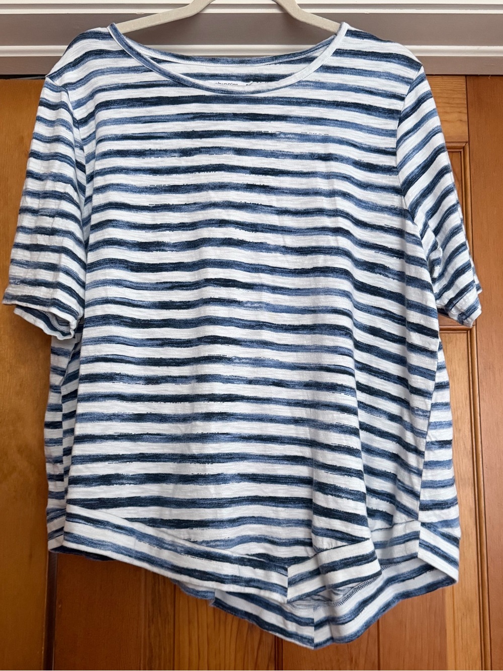 Chicos Striped Blue and White Women's Relaxed Tee